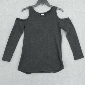 Brenda's Blouse Womens Small Black Cold Shoulder Round Neck Stretch Knit